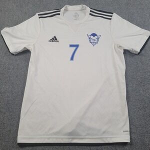 Blue Devils Soccer Jersey Mens White #7 Adidas Climalite Short Sleeve Athletic